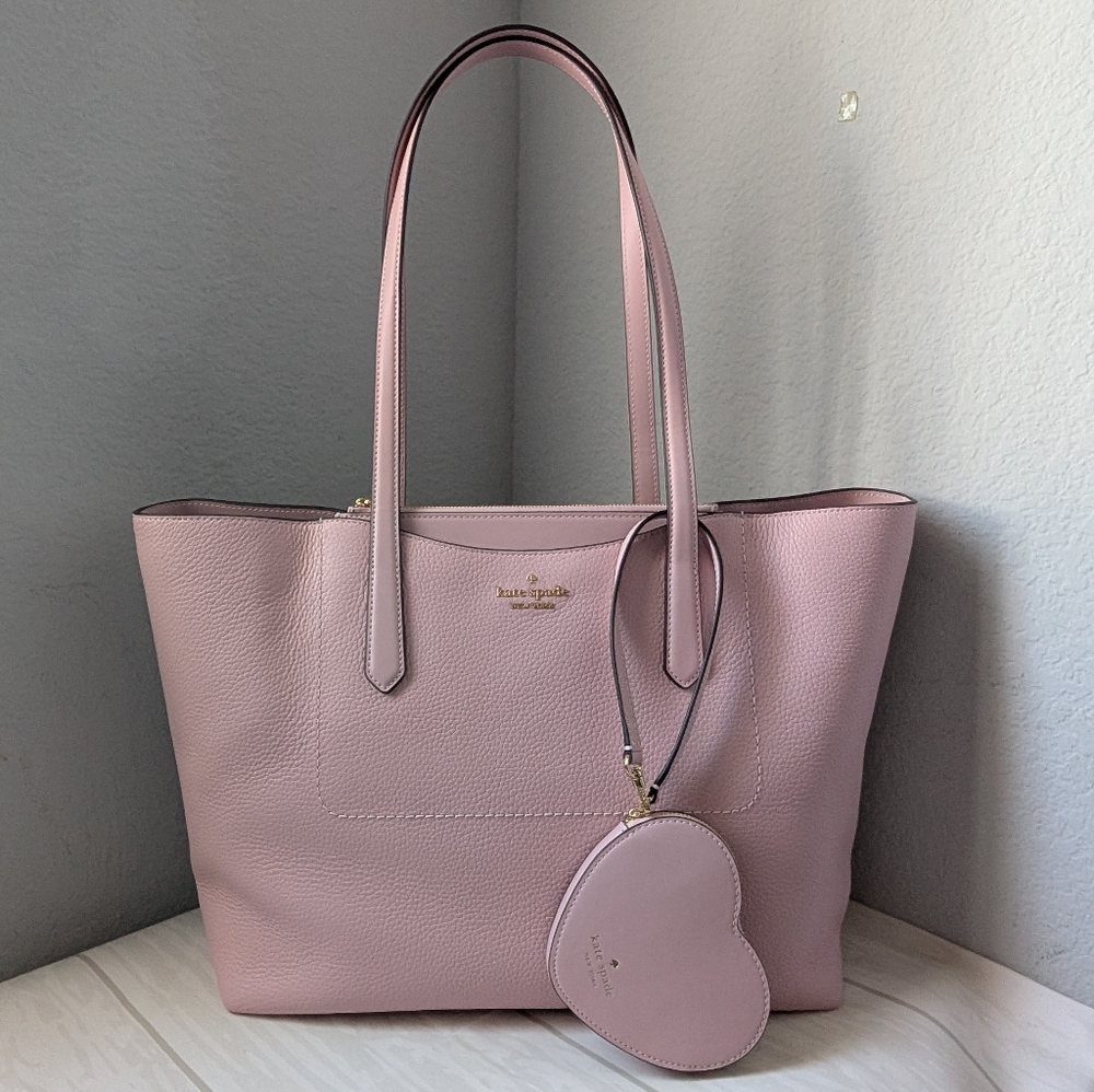 NWT Kate Spade KN624 Cece Pebbled Leather Large Tote Set In Tutu Pink